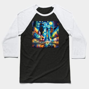 Times Square New York City Starry Night - Beautiful Iconic Places Baseball T-Shirt